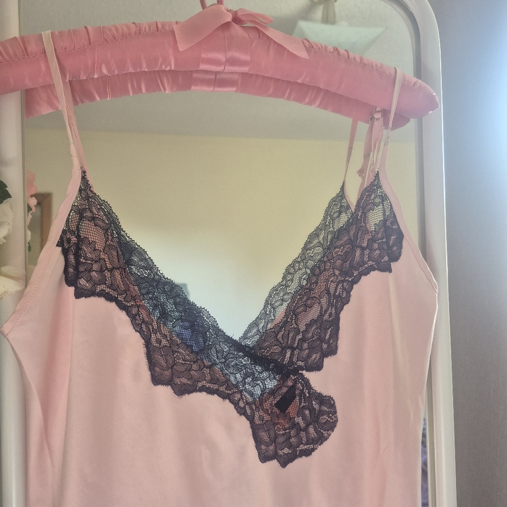 ANN SUMMERS Selena Lace Trim Satin Chemise In Blush Sz 10 ***Has Deffect - Picture 6 of 10